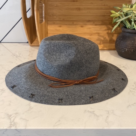 Green Label wool silver leather accents bohemian western Gypsy adjustable grey - Picture 3 of 8